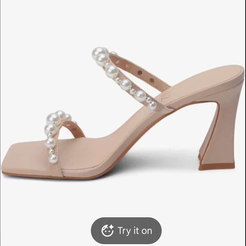 Pearl heels Coconuts Bobbie Nude bridal shoes sandals new - Picture 8 of 9